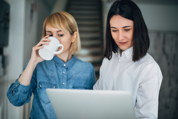 Colleagues working in office