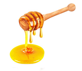 honey dripping isolated on white background