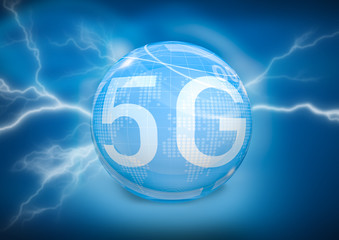 5G symbol on digital background