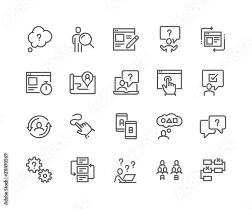 Вектор: Simple Set of UX Related Vector Line Icons. Contains such Icons as User Flow, Journey Map, A-B Testing and more. Editable Stroke. 48x48 Pixel Perfect. Simple Set of UX Related Vector Line Icons. Contains such Icons as User Flow, Journey Map, A-B Testing and more. Editable Stroke. 48x48 Pixel Perfect.