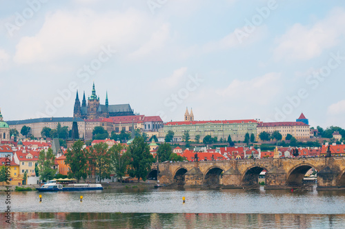 Plakat Widok na Wełtawę, katedrę St.Vitus i Most Karola w Pradze, Republika Czeska