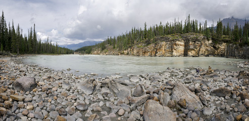Athabasca Falls in Alberta in Canada 