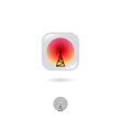 Radio tower, UI icon. Wireless technology, Internet emblem. Rounded square with tower, signals on a white background. Web icon. Contour option.
