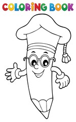 Coloring book pencil teacher theme 1