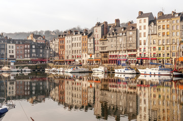 Picturesque old port of Honfleur in Normandy region of France