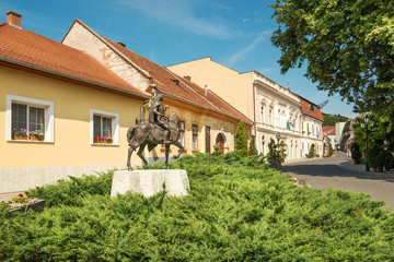 Statue of Francis Rakoczi II on the Rakoczi Street in Tokaj town, famous wine growing region of Hungary