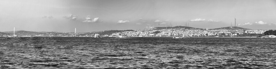 Panoramic view of Bosphorus Strait, Istambul, Turkey.