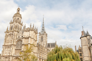 Gothic Notre Dame cathedral in the center of Evreux, Normandy, France