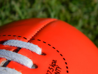 Close up of an Australian rules football