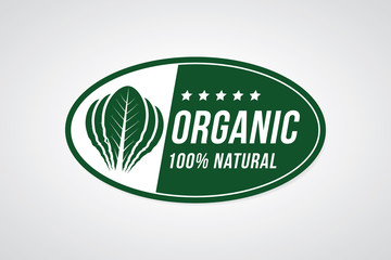 organic 100% natural. Vector healthy food label, badge, sticker design