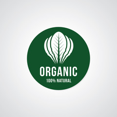 organic 100% natural. Vector healthy food label, badge, sticker design