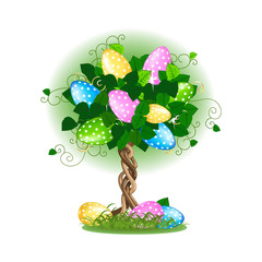 Easter tree with colorful eggs