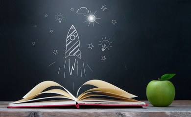 Open book creativity and learning concept