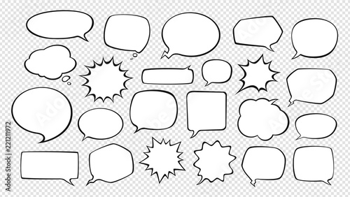 Set of comic speech bubbles. Cartoon vector illustration