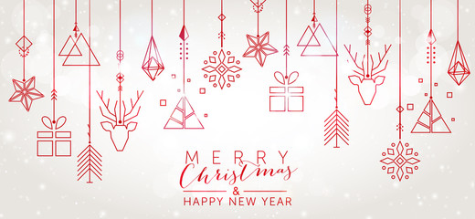 Christmas and New Year background with geometric elements