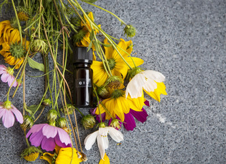 Herbal essential oil bottle