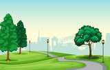 A beautiful urban park scene