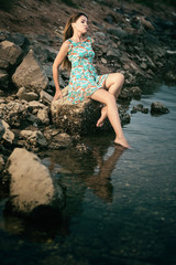 Beautiful woman near the sea