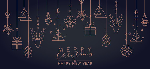 Christmas and New Year background with geometric elements