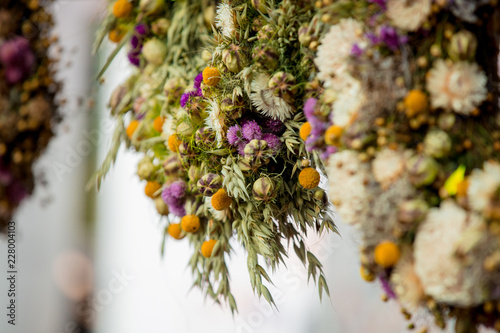 Mix of a dry flowers for sale at the farmer's market. Autumn season time © Masson