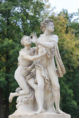 Royal Lazienki Park in Warsaw. Sculpture of Hermaphrodite, rejecting the nymph Salmakis, stands on terrace of Palace on Island since 1777. Author is unknown