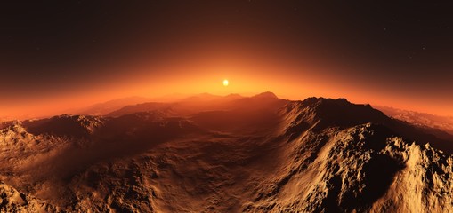 Mars at sunset, the surface of Mars at sunrise,
