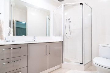 Modern style large bathroom in new Australian home.