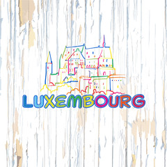 Colorful Luxembourg drawing on wooden background