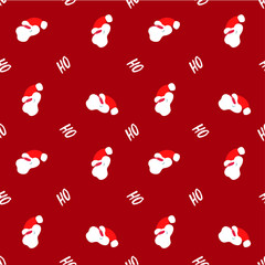 Red pattern with Santa for Happy New Year and Merry Christmas. Ho-ho-ho. 