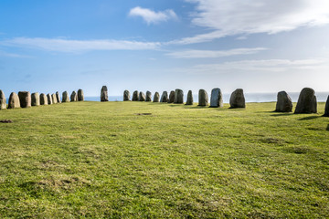 Ales stones, imposing megalithic monument in Skane, Sweden