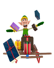santa helper cartoon in a white background