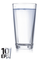 Glass with water isolated. Realistic Vector 3d illustration