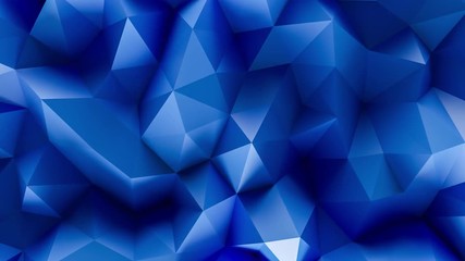 blue Low-poly Background Loop, random waving motion. Seamless loop 4K UHD FullHD.