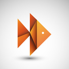 złota ryba origami logo wektor