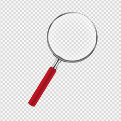 red magnifying glass transparency background