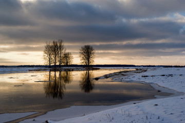 Zima w Dolinie Narwi, Podlasie, Polska