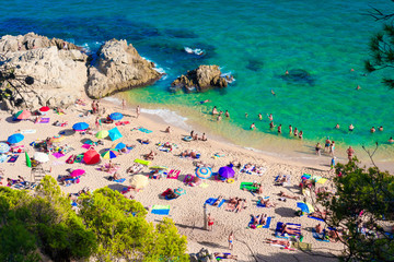 Cala de Boadella nudist beach in Lloret de mar, Costa Brava, Spain.
