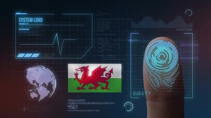 Finger Print Biometric Scanning Identification System. Wales Nationality