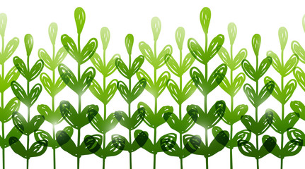 Seamless border with green herbal silhouettes