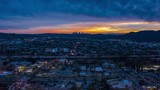 4K Cinematic Urban Aerial Timelapse in motion ( hyperlapse ) of Los Angeles at beautiful sunset