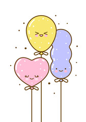Color cute balloons isolated on white