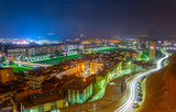 Night aerial view of spanish city Lleida