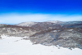 Croatian mountain nature landscape, beautiful winter panorama of woods under snow in Gorski kotar