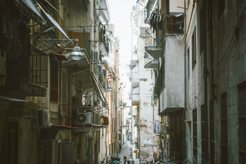 NAPLES, ITALY - January 15, 2018 : Street view of old town in Naples city, Italy