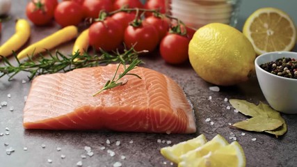 Raw salmon with fresh herbs