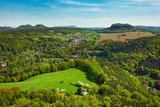 View from Koenigstein over Saxon Switzerland National park, popular travel destination in Germany