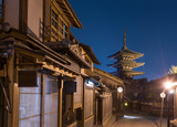 Night scene of old street in historical city Kyoto, Japan