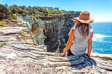 Best views watching highliners walk across high above the ocean