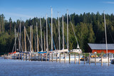 Yachts are moored in marina of Porvoo