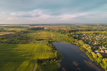 Aerial view over the lakes